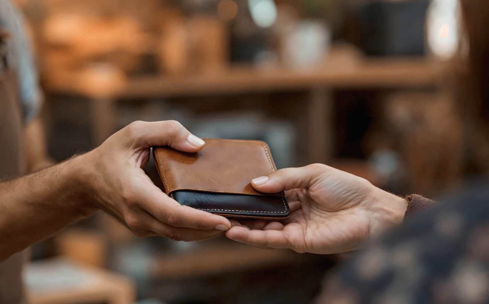 blank leather wallet