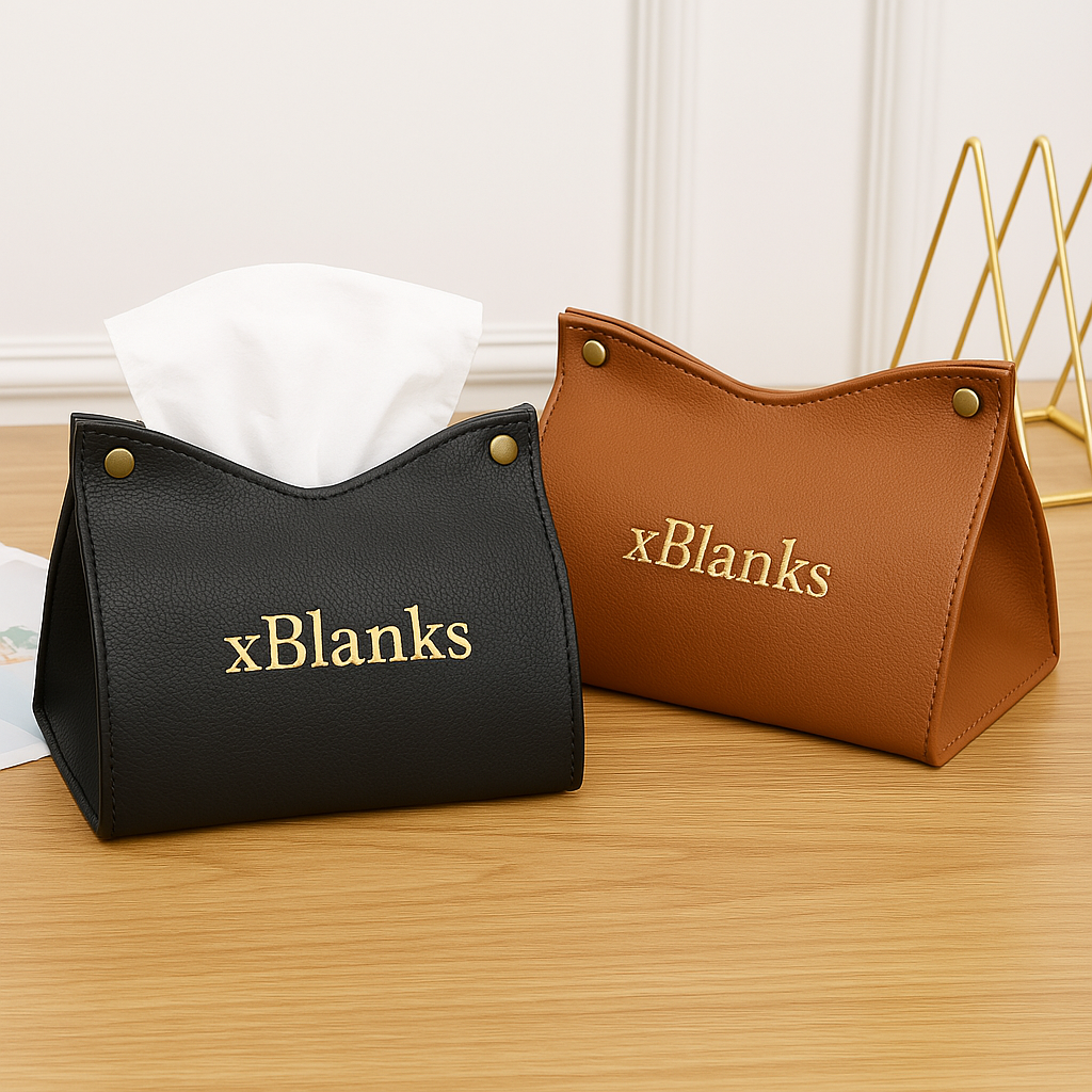 Laser customizable Leather Tissue Box 1