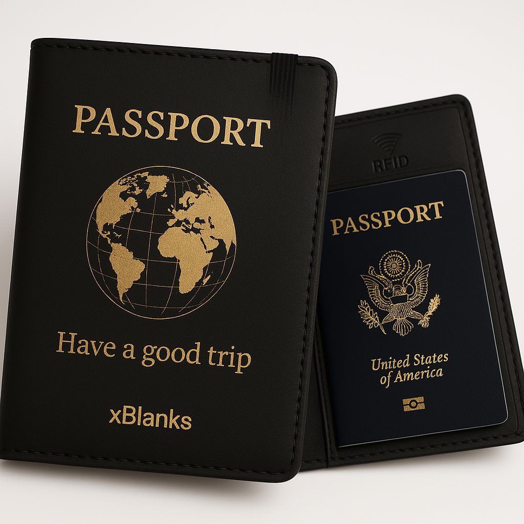 Personalized leather passport holder