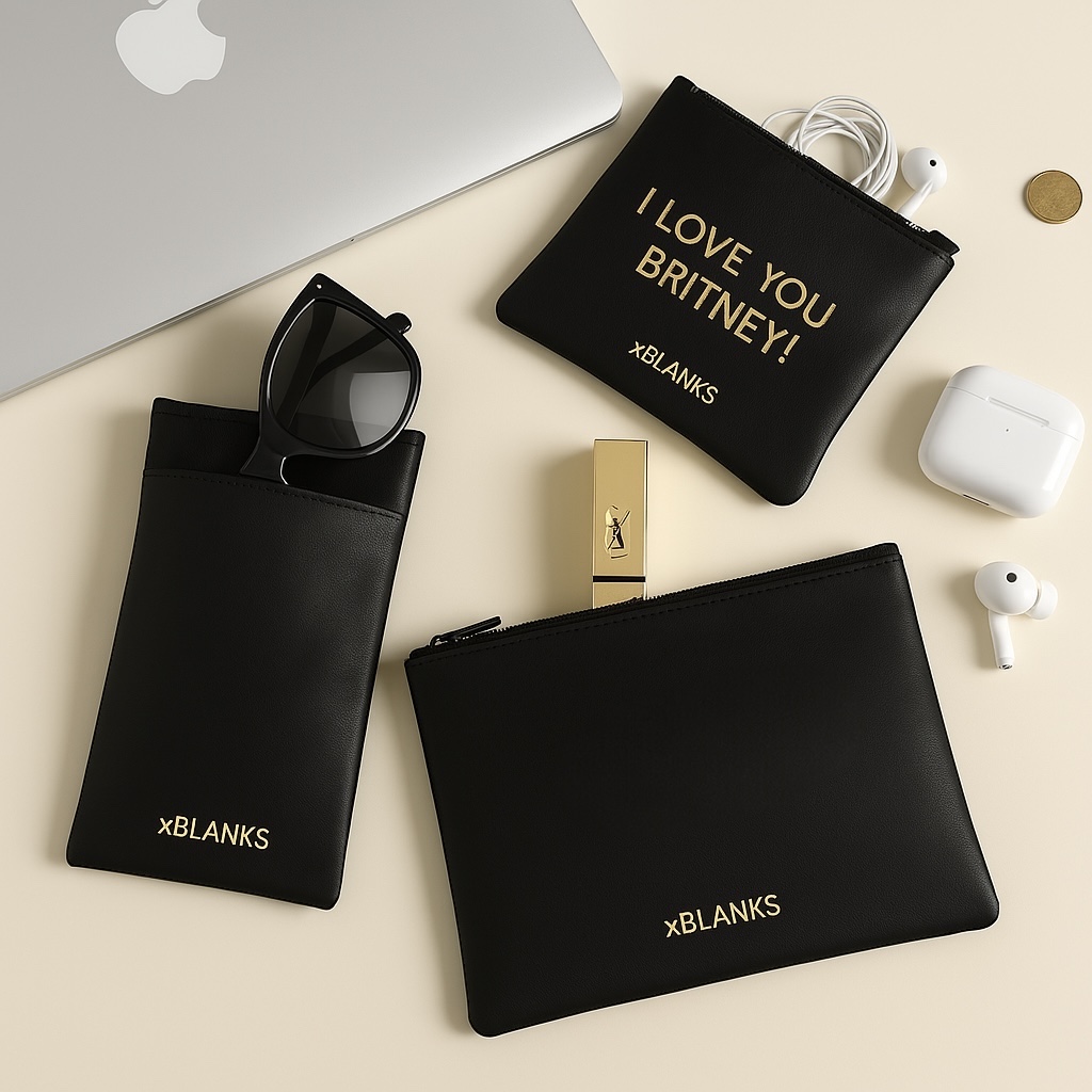 Customizable leather pouch for glasses, airpods, makeup 3